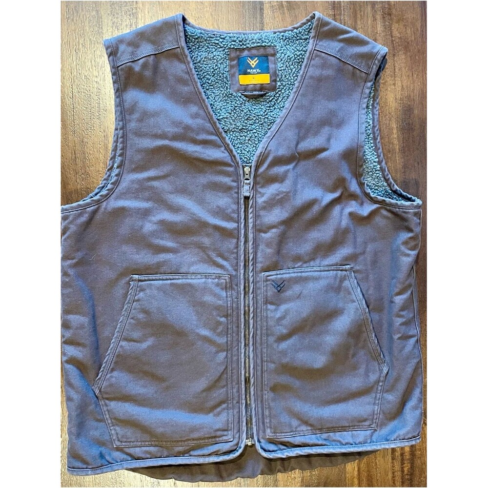 Hawx Work Gear Brown Sherpa-Lined Canvas Zip-up Vest – Size XL